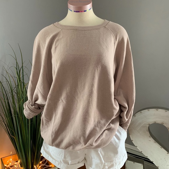 aerie Tops - Aerie Oversized Beige Crewneck Sweatshirt